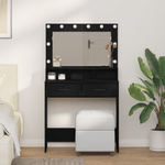 Casa si Gradina - Mobilier - Comode si corpuri - Masute de toaleta - Masa de toaleta cu lumini LED, stejar negru, 79x41x135 cm - Infinity.ro