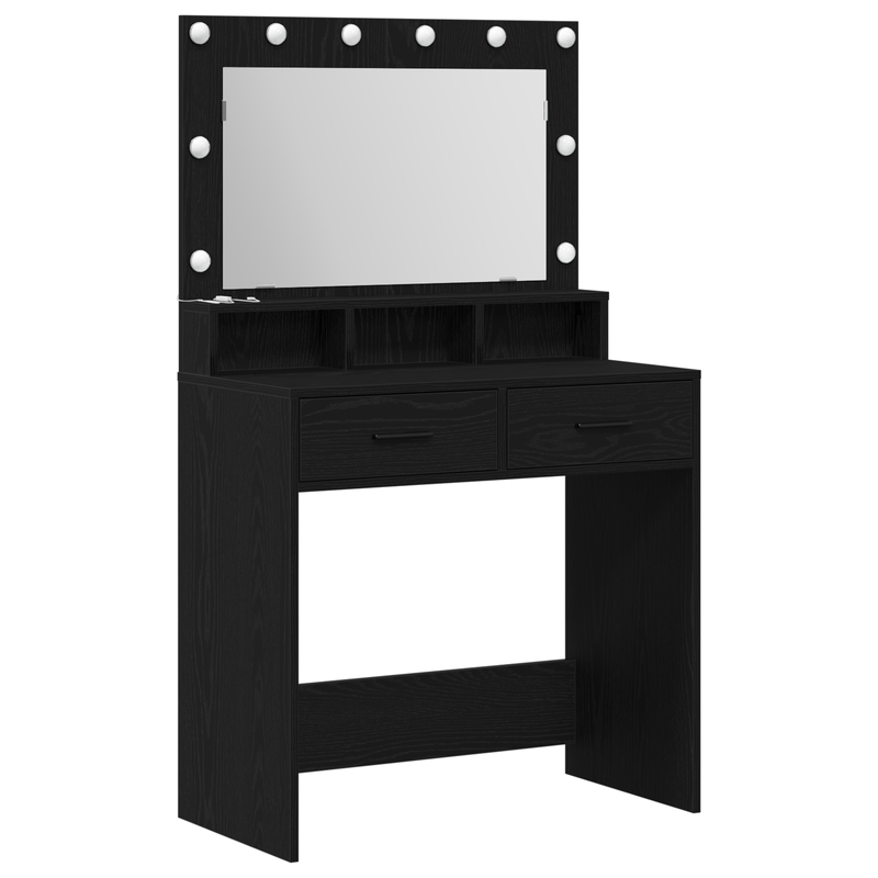 Casa si Gradina - Mobilier - Comode si corpuri - Masute de toaleta - Masa de toaleta cu lumini LED, stejar negru, 79x41x135 cm - Infinity.ro