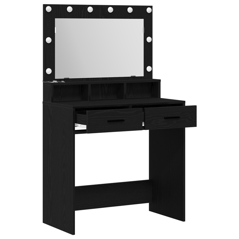 Casa si Gradina - Mobilier - Comode si corpuri - Masute de toaleta - Masa de toaleta cu lumini LED, stejar negru, 79x41x135 cm - Infinity.ro