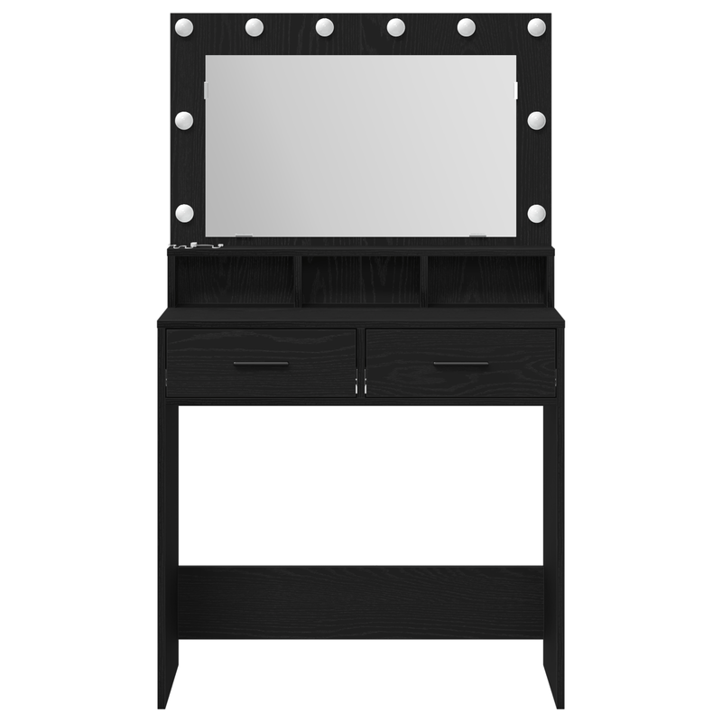 Casa si Gradina - Mobilier - Comode si corpuri - Masute de toaleta - Masa de toaleta cu lumini LED, stejar negru, 79x41x135 cm - Infinity.ro