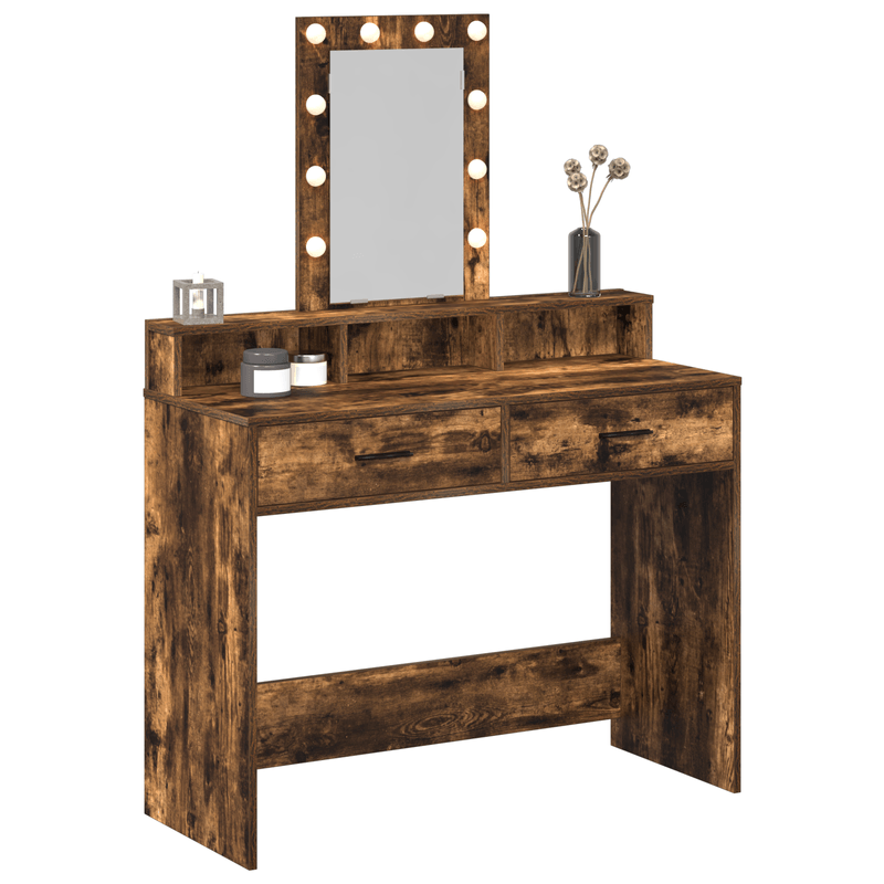 Casa si Gradina - Mobilier - Comode si corpuri - Masute de toaleta - masa de toaleta  cu lumini LED Stejar afumat 100x41x140 cm - Infinity.ro