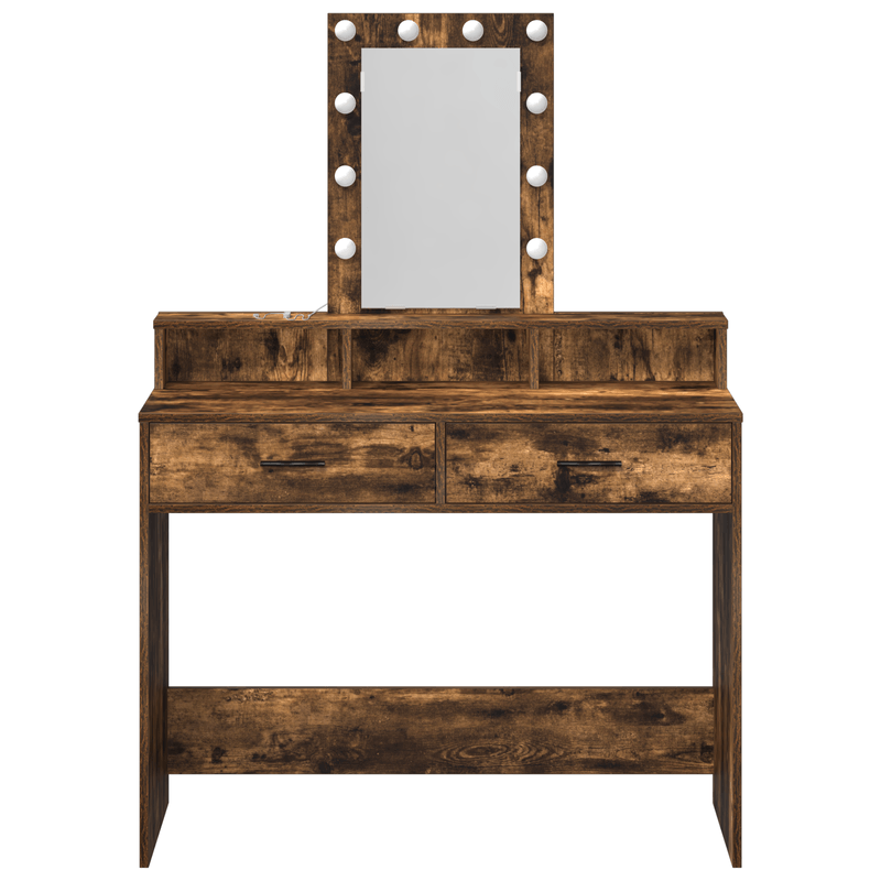 Casa si Gradina - Mobilier - Comode si corpuri - Masute de toaleta - masa de toaleta  cu lumini LED Stejar afumat 100x41x140 cm - Infinity.ro