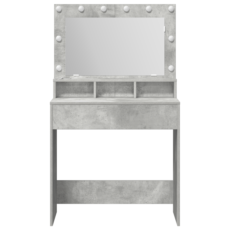 Casa si Gradina - Mobilier - Comode si corpuri - Masute de toaleta - Masa de toaleta cu lumini LED, gri beton, 79x41x135 cm - Infinity.ro