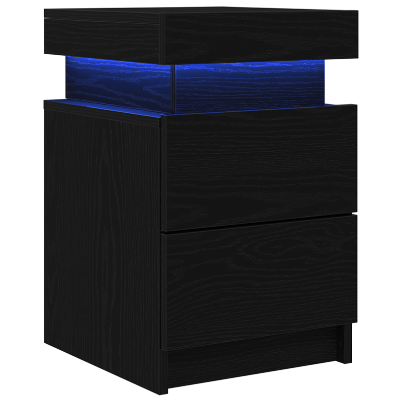 Casa si Gradina - Mobilier - Comode si corpuri - Noptiere - Noptiera cu lumini LED, stejar negru, 35x39x55 cm - Infinity.ro
