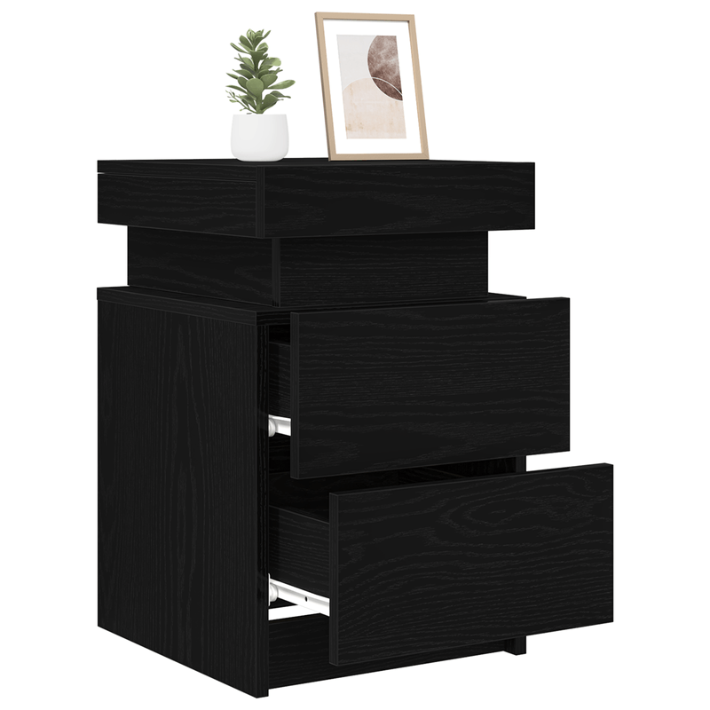 Casa si Gradina - Mobilier - Comode si corpuri - Noptiere - Noptiera cu lumini LED, stejar negru, 35x39x55 cm - Infinity.ro