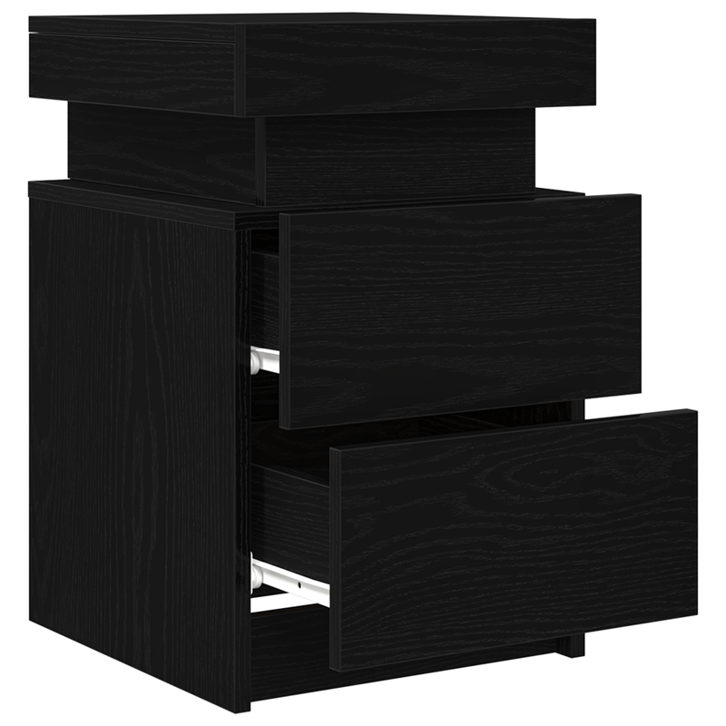 Casa si Gradina - Mobilier - Comode si corpuri - Noptiere - Noptiera cu lumini LED, stejar negru, 35x39x55 cm - Infinity.ro