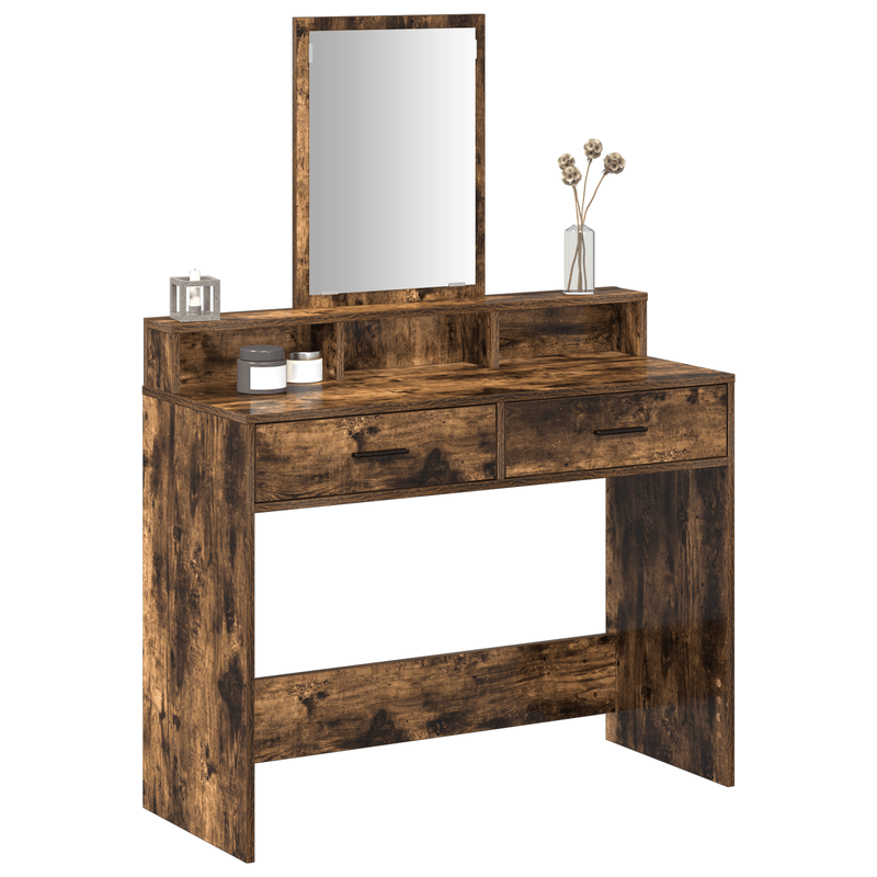 Casa si Gradina - Mobilier - Comode si corpuri - Masute de toaleta - Masa de toaleta cu sertare, stejar fumuriu, 100x41x140 cm - Infinity.ro