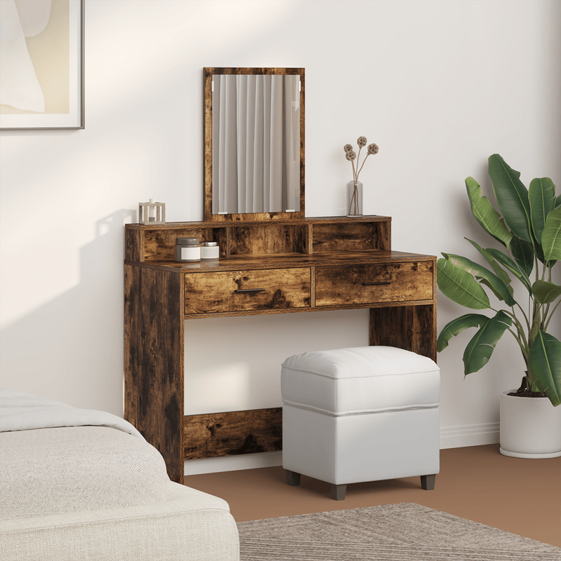 Casa si Gradina - Mobilier - Comode si corpuri - Masute de toaleta - Masa de toaleta cu sertare, stejar fumuriu, 100x41x140 cm - Infinity.ro