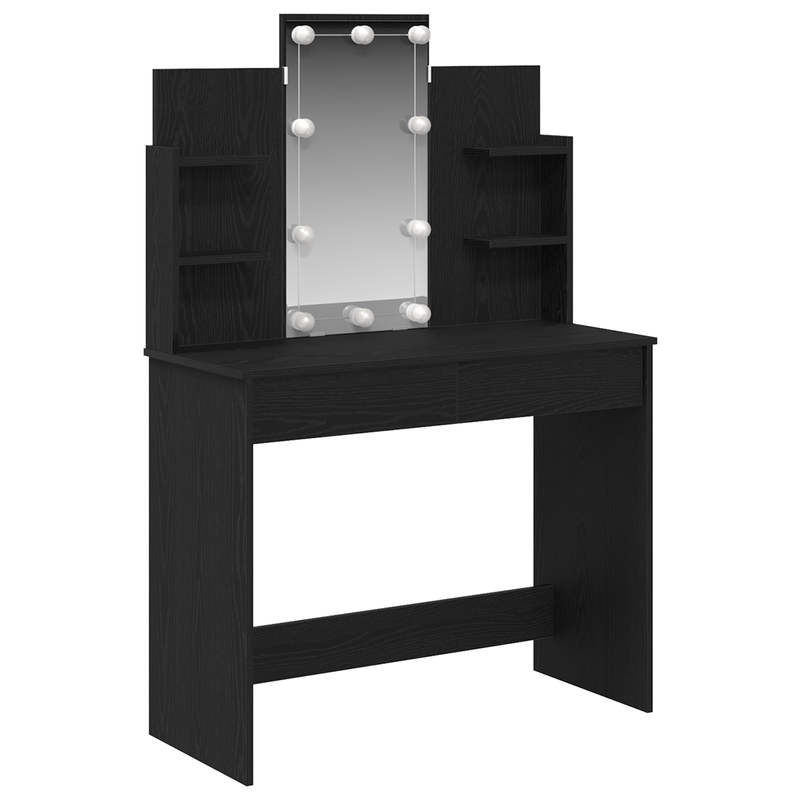Casa si Gradina - Mobilier - Comode si corpuri - Masute de toaleta - Masuta de toaleta cu LED-uri, stejar negru, 96x40x142 cm - Infinity.ro