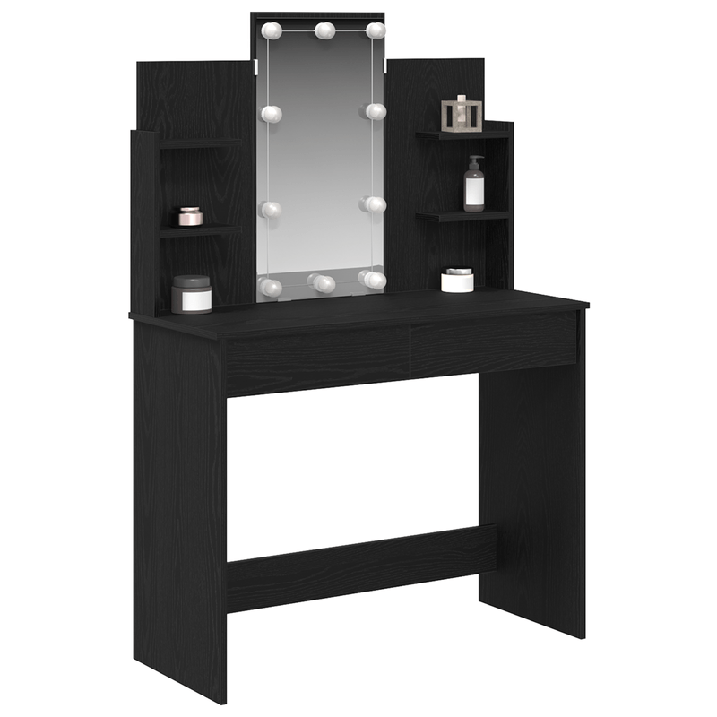 Casa si Gradina - Mobilier - Comode si corpuri - Masute de toaleta - Masuta de toaleta cu LED-uri, stejar negru, 96x40x142 cm - Infinity.ro