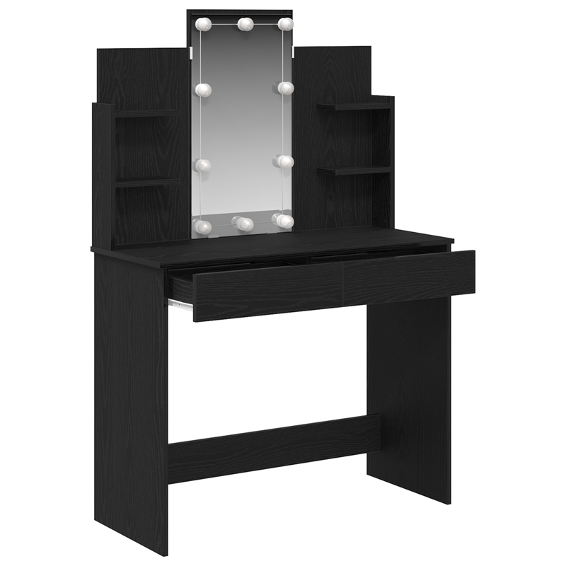 Casa si Gradina - Mobilier - Comode si corpuri - Masute de toaleta - Masuta de toaleta cu LED-uri, stejar negru, 96x40x142 cm - Infinity.ro