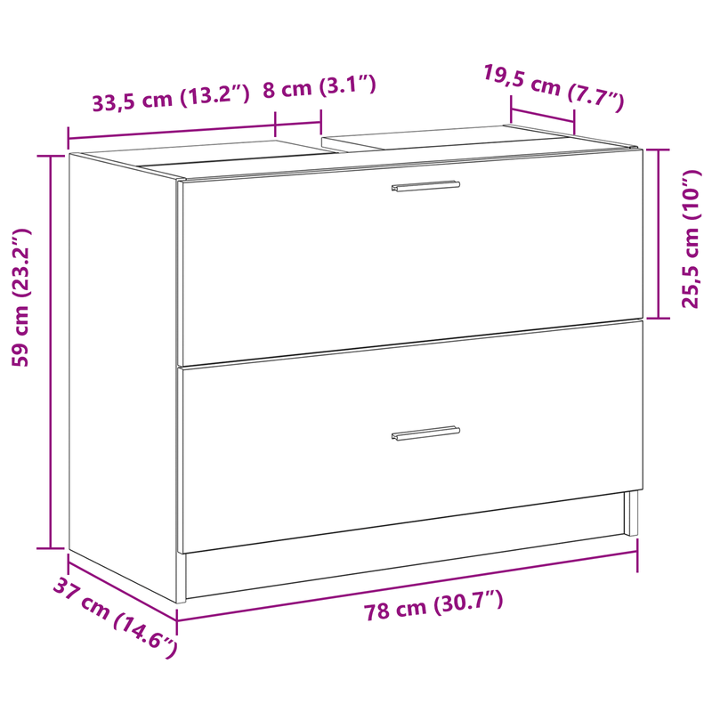 Casa si Gradina - Mobilier - Seturi de mobilier - Seturi baie - Dulap pentru chiuveta Stejar Artisan 78x37x59 cm Lemn proiectat - Infinity.ro