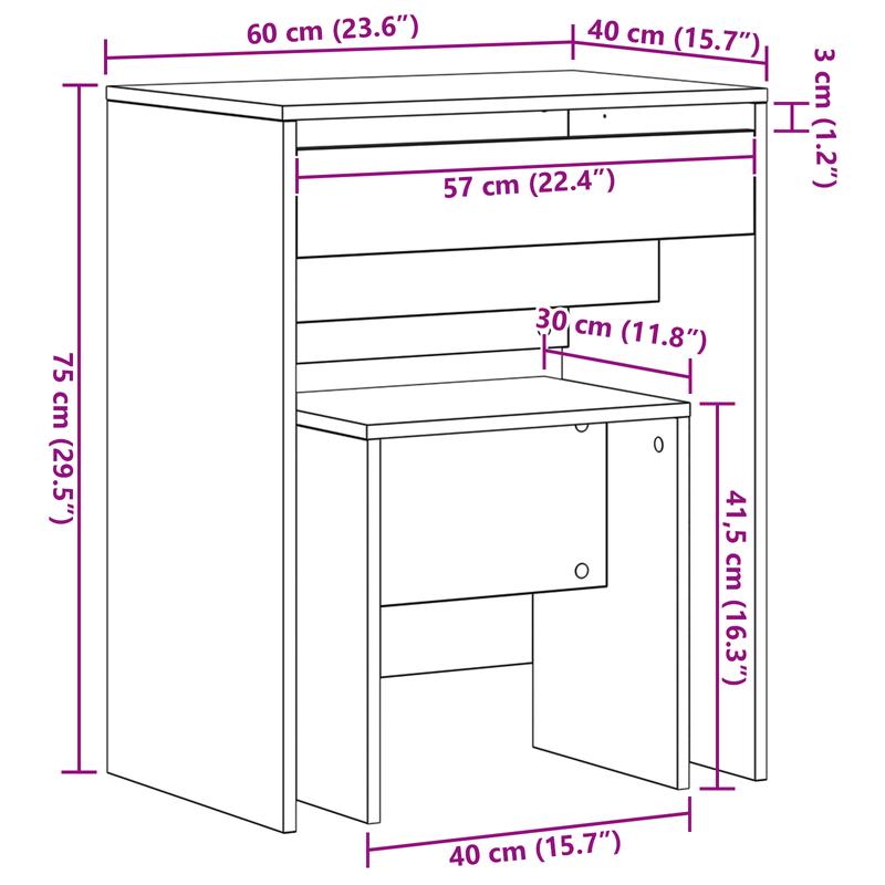 Casa si Gradina - Mobilier - Comode si corpuri - Masute de toaleta - Masa de toaleta cu oglinda, stejar artizanal, lemn prelucrat - Infinity.ro