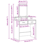 Casa si Gradina - Mobilier - Comode si corpuri - Masute de toaleta - Masa de toaleta cu sertare, gri beton, 79x41x140 cm - Infinity.ro