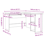 Casa si Gradina - Mobilier - Mese si birouri - Birouri - Birou  Negru Stejar 120x140x75 cm din lemn - Infinity.ro
