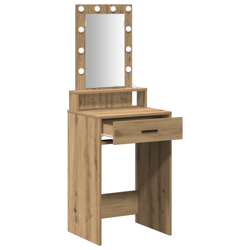 Casa si Gradina - Mobilier - Comode si corpuri - Masute de toaleta - Masa de toaleta cu LED, stejar artizanal, 50x41x140 cm - Infinity.ro