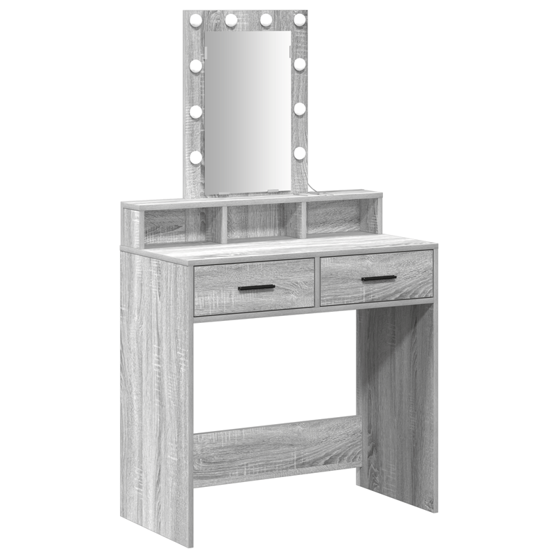 Casa si Gradina - Mobilier - Comode si corpuri - Masute de toaleta - Masa de cosmetica cu LED, gri sonoma, 79x41x140 cm - Infinity.ro
