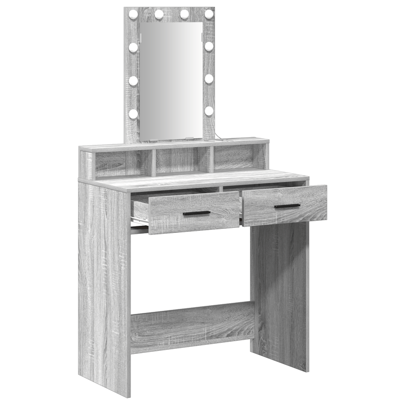 Casa si Gradina - Mobilier - Comode si corpuri - Masute de toaleta - Masa de cosmetica cu LED, gri sonoma, 79x41x140 cm - Infinity.ro