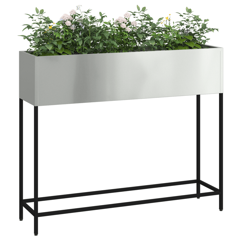 Casa si Gradina - Gradinarit si plante - Plante si ghivece - Ghivece si suporturi - Jardiniera ridicata de gradina, 100x26x82 cm, otel zincat - Infinity.ro