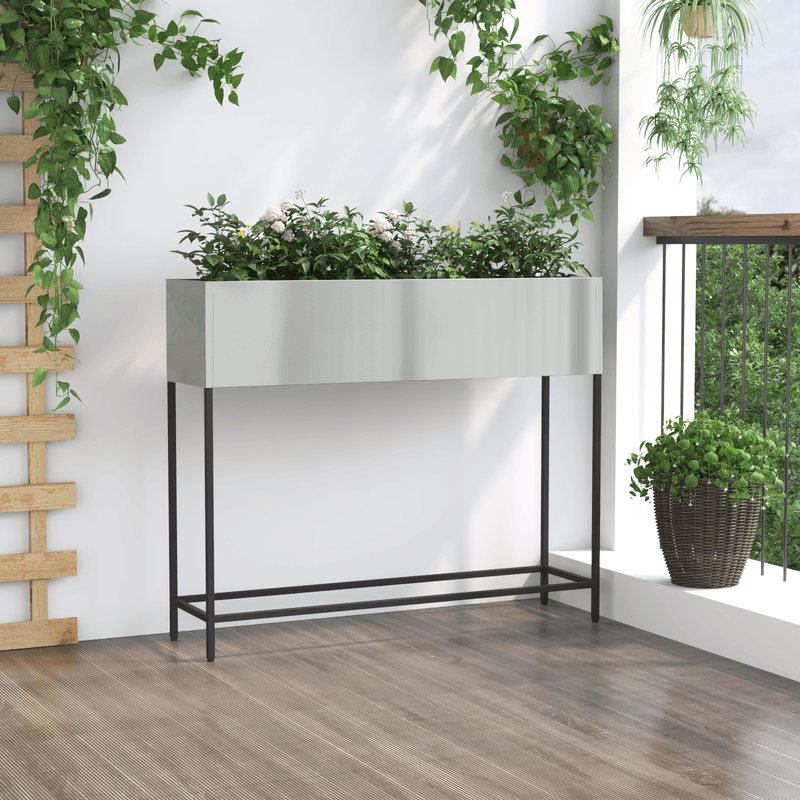 Casa si Gradina - Gradinarit si plante - Plante si ghivece - Ghivece si suporturi - Jardiniera ridicata de gradina, 100x26x82 cm, otel zincat - Infinity.ro