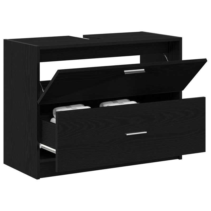 Casa si Gradina - Mobilier - Seturi de mobilier - Seturi baie - Dulap pentru chiuveta Negru Stejar 78x37x59 cm Lemn prelucrat - Infinity.ro