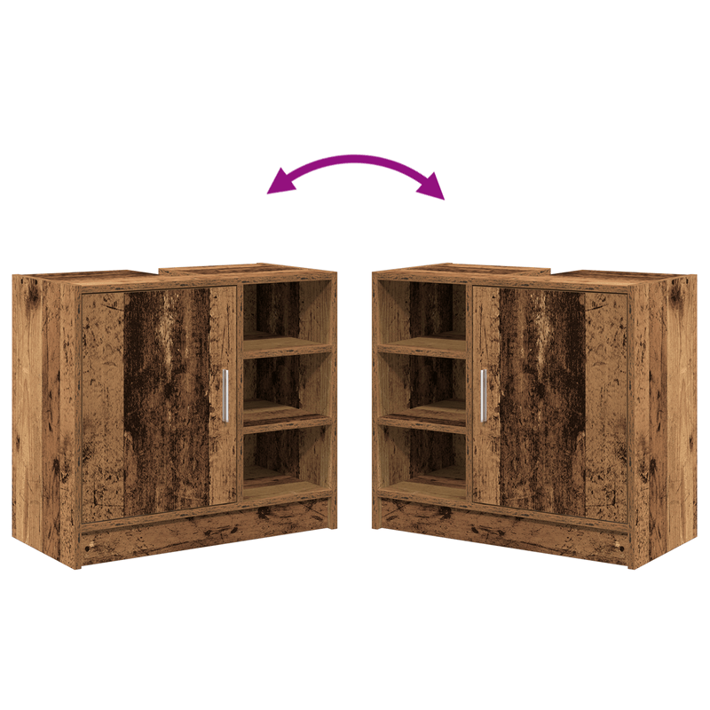 Casa si Gradina - Mobilier - Seturi de mobilier - Seturi baie - Servanta pentru Chiuveta Lemn Vechi 63x29x55 cm Lemn Ingineresc - Infinity.ro