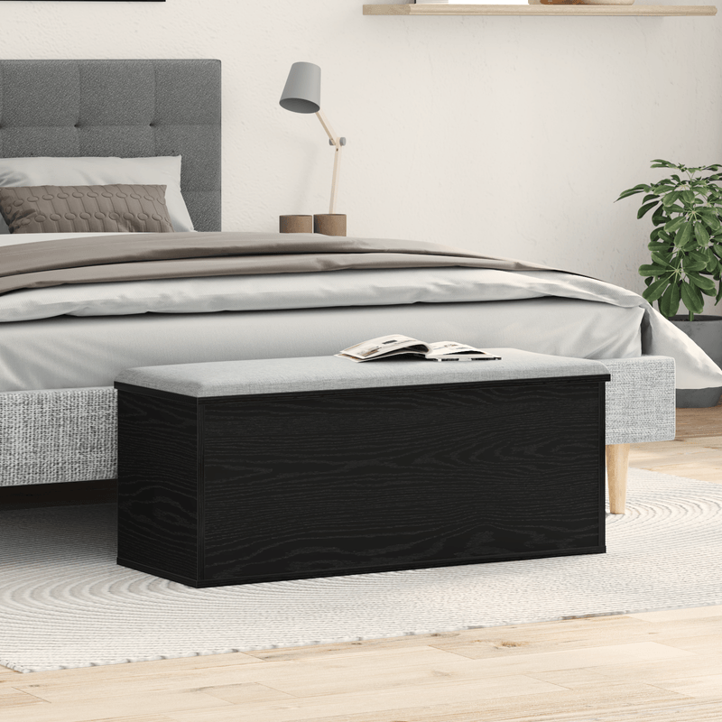 Casa si Gradina - Mobilier - Organizare si depozitare - Cutii depozitare - Cutie de depozitare  Neagra cu aspect de stejar 102x35x35 cm din lemn prelucrat - Infinity.ro