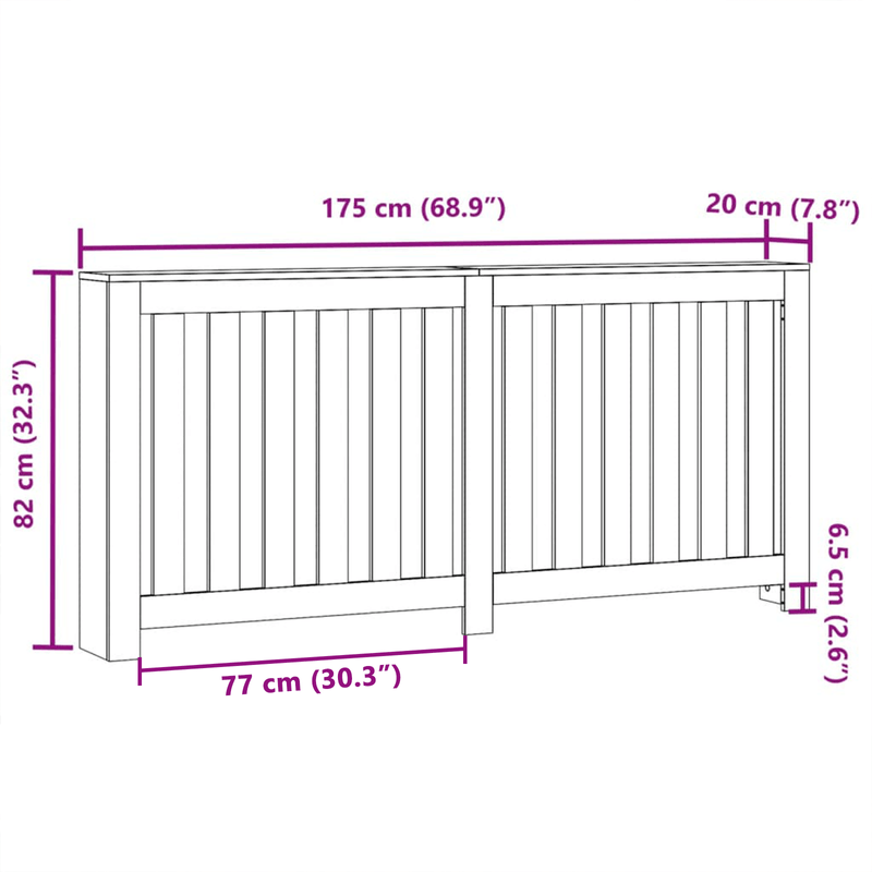 Casa si Gradina - Termice - Calorifere si accesorii - Accesorii calorifere - Protectie Radiator Negru Stejar 175x20x82 cm Lemn Ingineresc - Infinity.ro