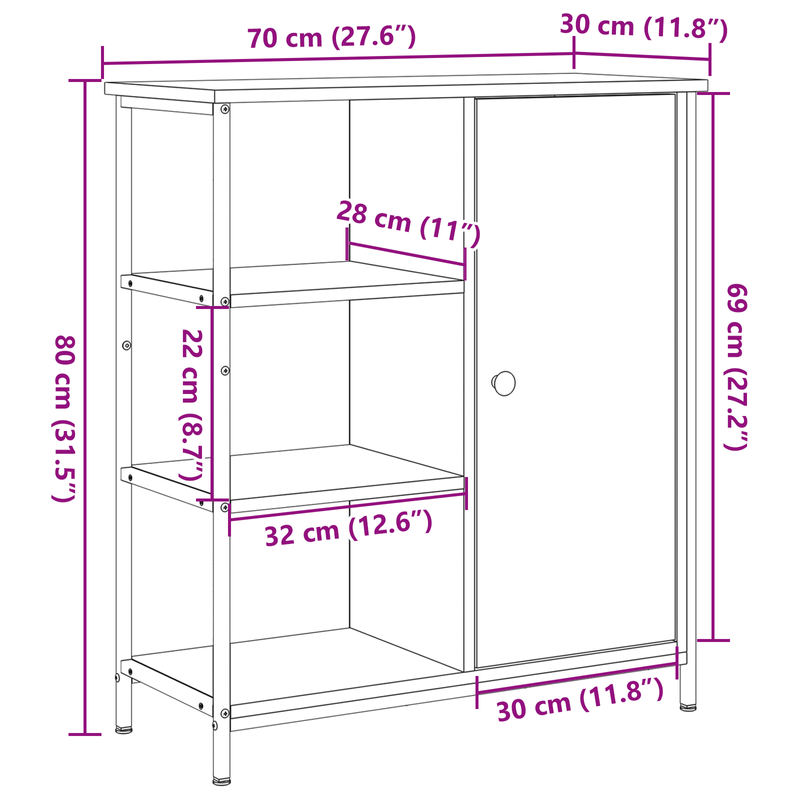 Casa si Gradina - Mobilier - Comode si corpuri - Comode - Bufet Negru Stejar 70x30x80 cm Lemn prelucrat - Infinity.ro