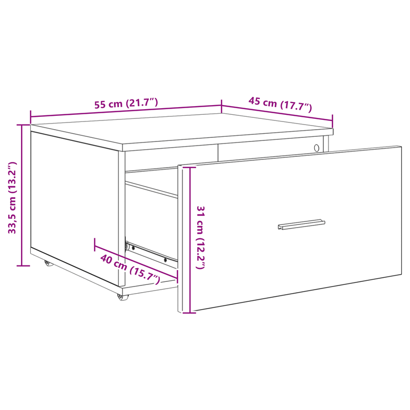 Casa si Gradina - Mobilier - Comode si corpuri - Comode - Cabinet cu Sertare cu Roti Alb 55x45x33.5 cm Lemn Combinat - Infinity.ro