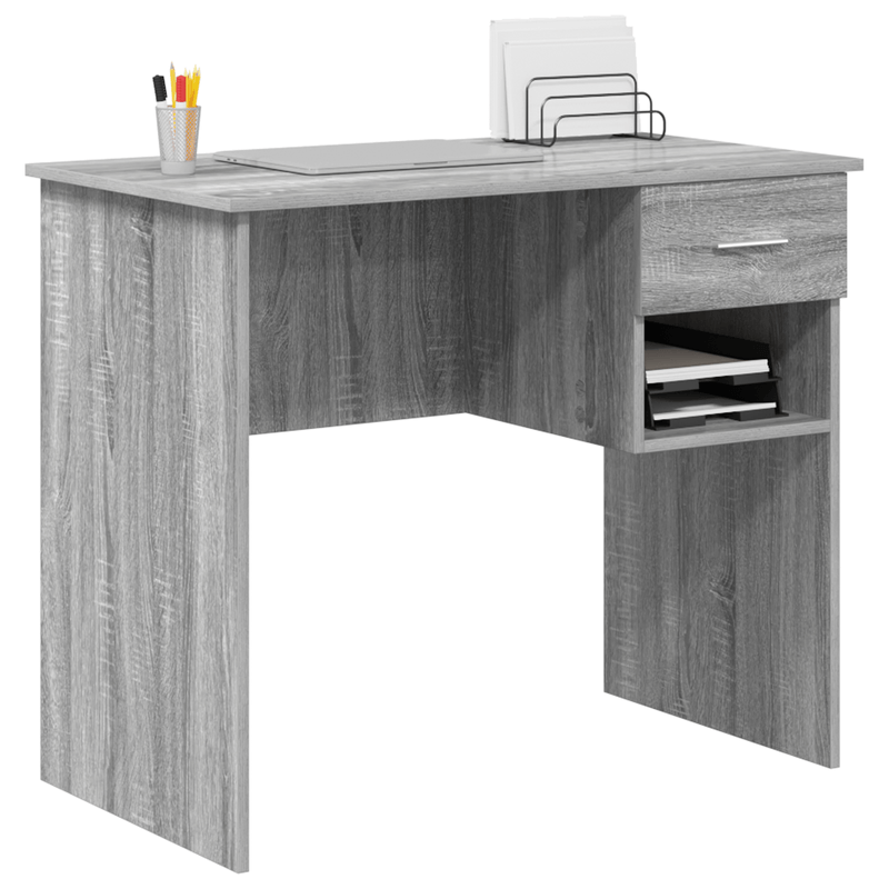 Casa si Gradina - Mobilier - Mese si birouri - Birouri - Birou cu stocare Gri Sonoma 90x49.5x75 cm Lemn prelucrat - Infinity.ro