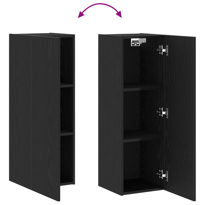 Casa si Gradina - Mobilier - Comode si corpuri - Comode - Dulap TV de perete Stejar Negru 30,5x30x90 cm Lemn prelucrat - Infinity.ro