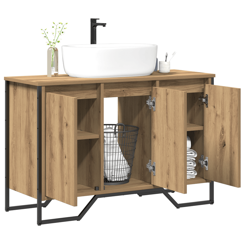 Casa si Gradina - Mobilier - Mobilier baie - Comode baie - Cabinet pentru chiuveta in baie Stejar artizanal 91x35x60 cm Lemn prelucrat - Infinity.ro