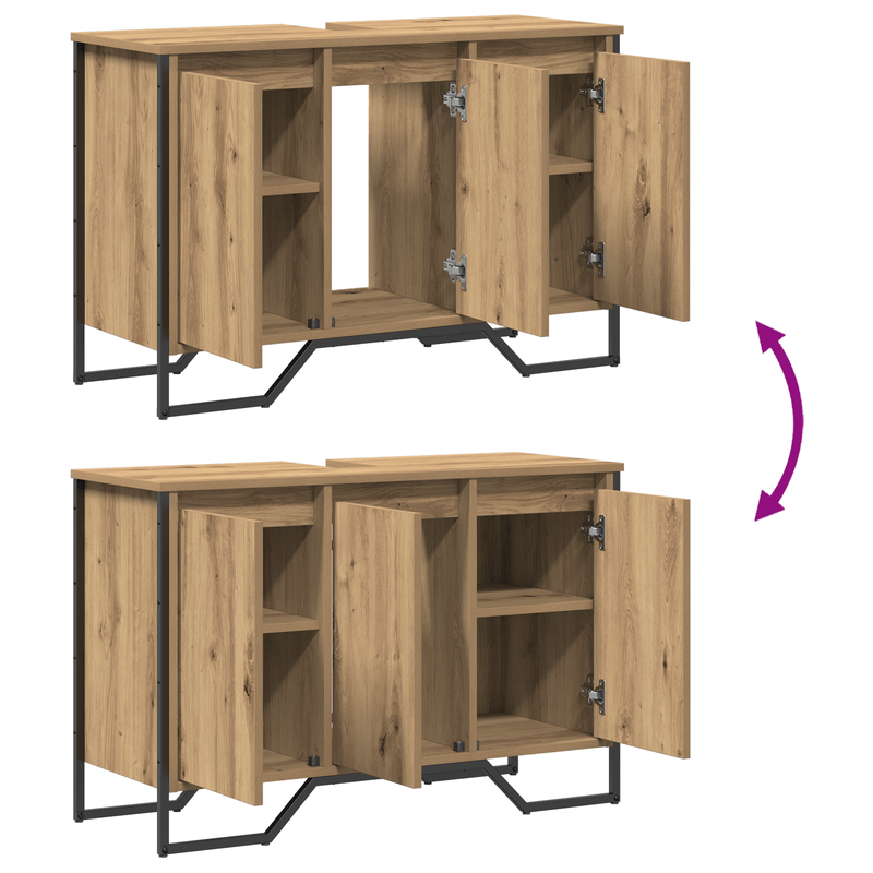Casa si Gradina - Mobilier - Mobilier baie - Comode baie - Cabinet pentru chiuveta in baie Stejar artizanal 91x35x60 cm Lemn prelucrat - Infinity.ro