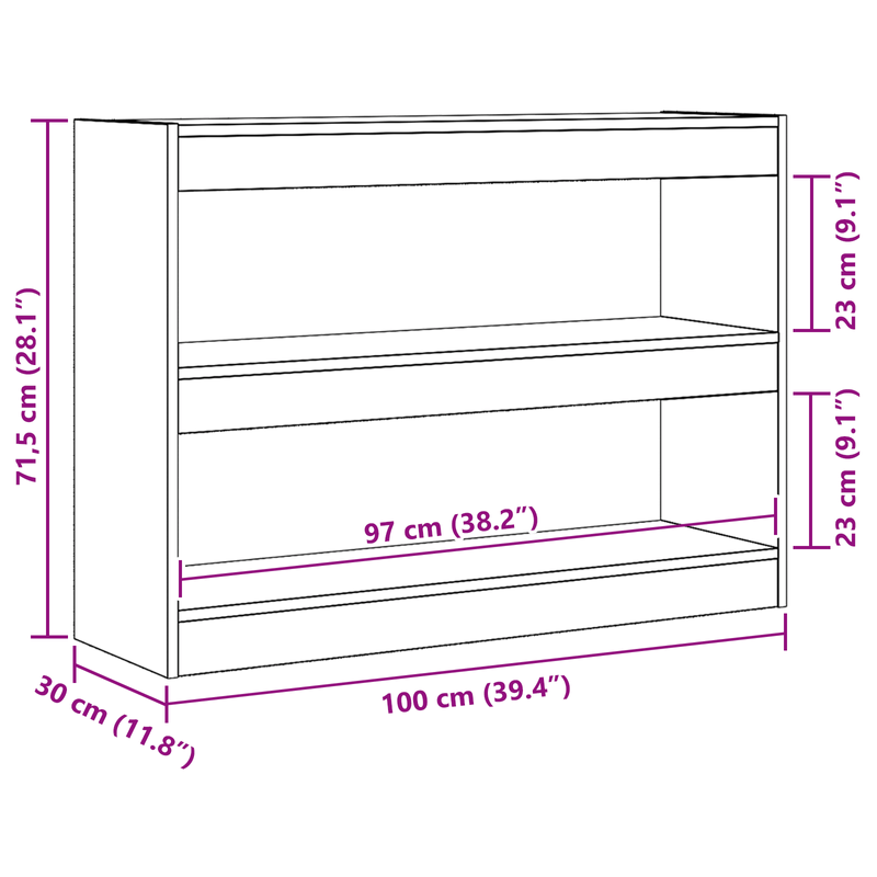 Casa si Gradina - Mobilier - Biblioteci si rafturi - Biblioteci - Raft/Bariere de Camera - Stejar Artisan - 100x30x72 cm - Fabricat din Lemn Prelucrat - Infinity.ro