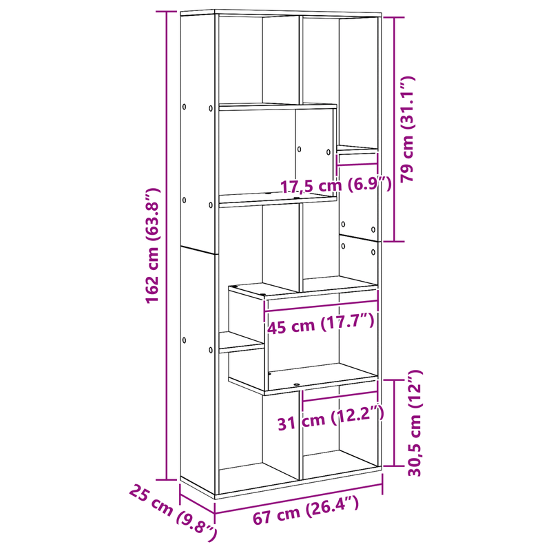 Casa si Gradina - Mobilier - Biblioteci si rafturi - Biblioteci - Biblioteca separator de camera Stejar Negru 67x25x161.5 cm Lemn Prelucrat - Infinity.ro