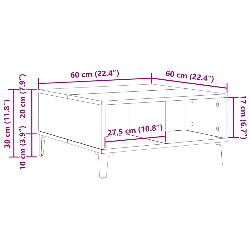 Casa si Gradina - Mobilier - Mese si birouri - Masute de cafea - Masa de cafea, stejar negru, 60x60x30 cm, lemn prelucrat - Infinity.ro