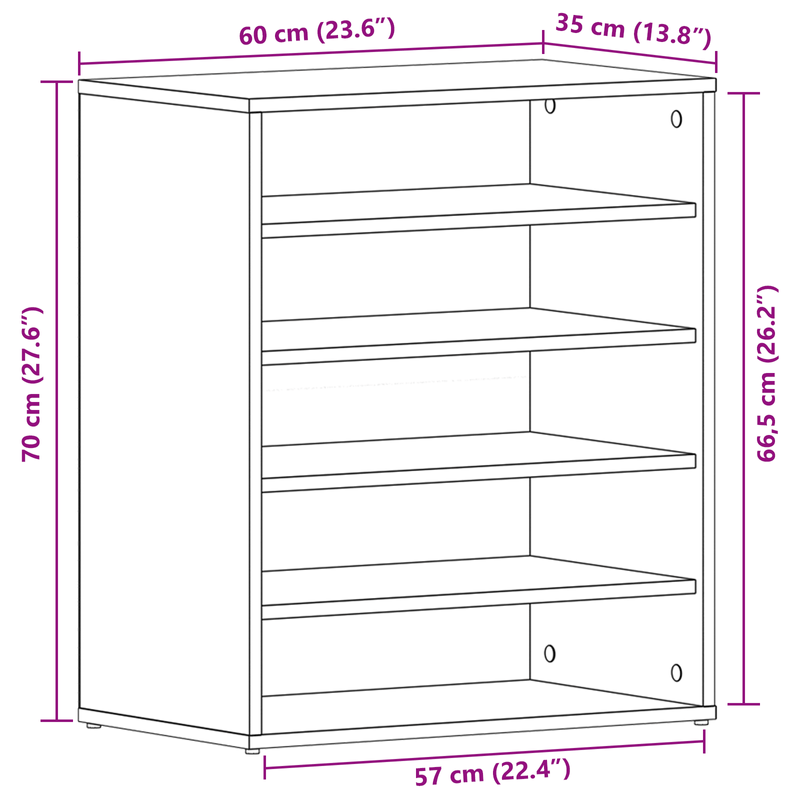 Casa si Gradina - Mobilier - Organizare si depozitare - Organizator incaltaminte - Dulap pentru pantofi  Negru Stejar 60x35x70 cm Lemn - Infinity.ro