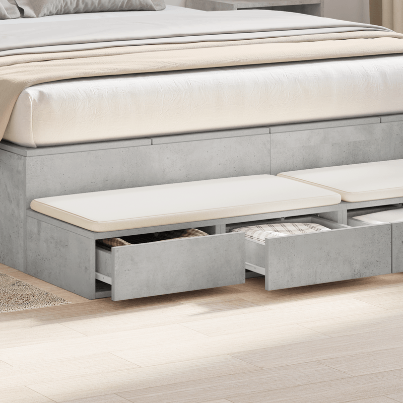 Casa si Gradina - Mobilier - Paturi si accesorii - Accesorii paturi - Sertare pentru pat in gri beton, 140x36.5x16.5 cm, realizat din lemn prelucrat - Infinity.ro