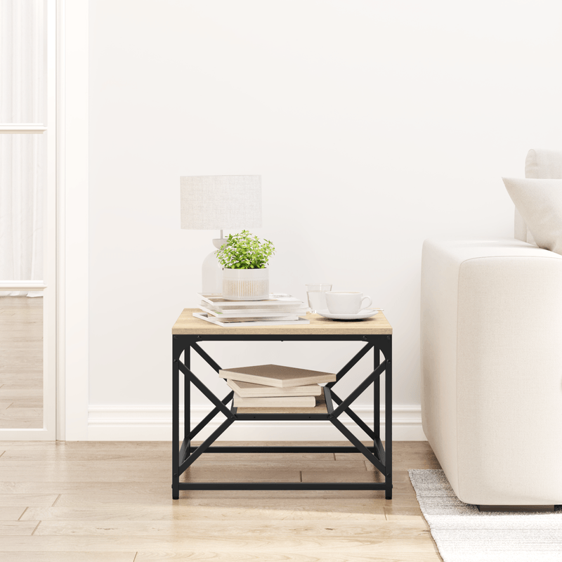 Casa si Gradina - Mobilier - Mese si birouri - Masute de cafea - Masa de cafea cu raft din stejar Sonoma – 51x50x40 cm – fabricata din lemn prelucrat - Infinity.ro