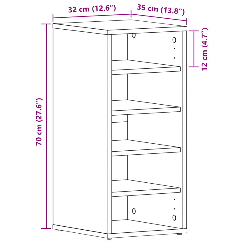 Casa si Gradina - Mobilier - Organizare si depozitare - Organizator incaltaminte - Dulap pentru pantofi  Negru Stejar 32x35x70 cm Lemn prelucrat - Infinity.ro