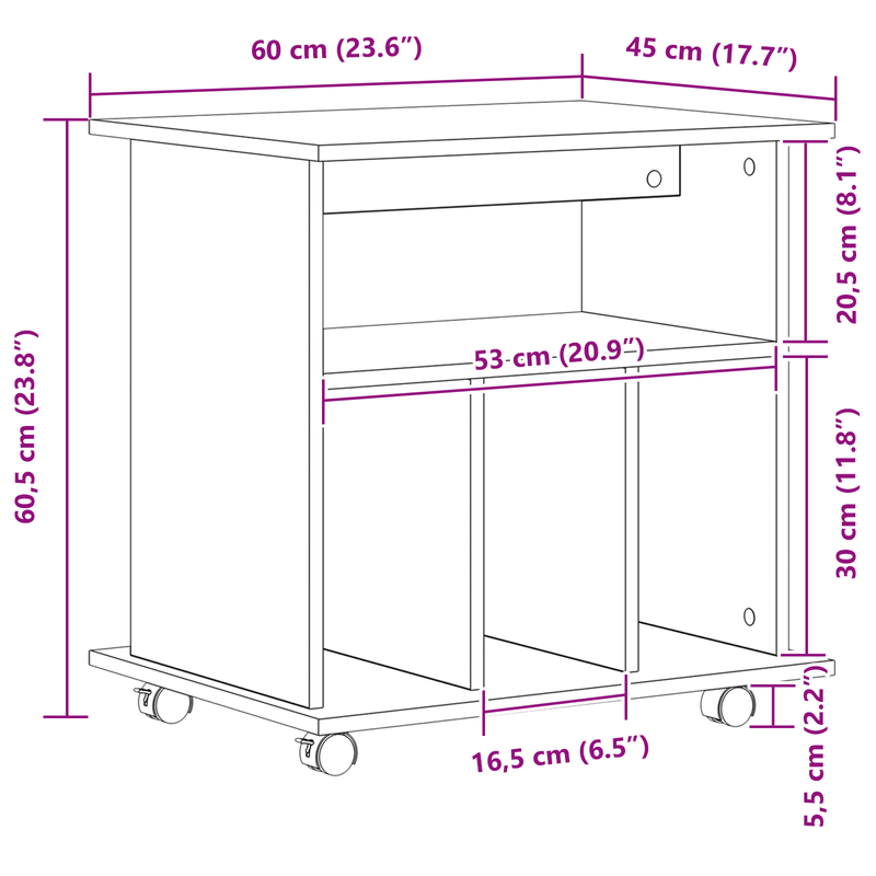 Casa si Gradina - Mobilier - Dulapuri si sifoniere - Dulapuri - Dulap mobil, stejar negru, 60x45x55 cm, lemn prelucrat - Infinity.ro