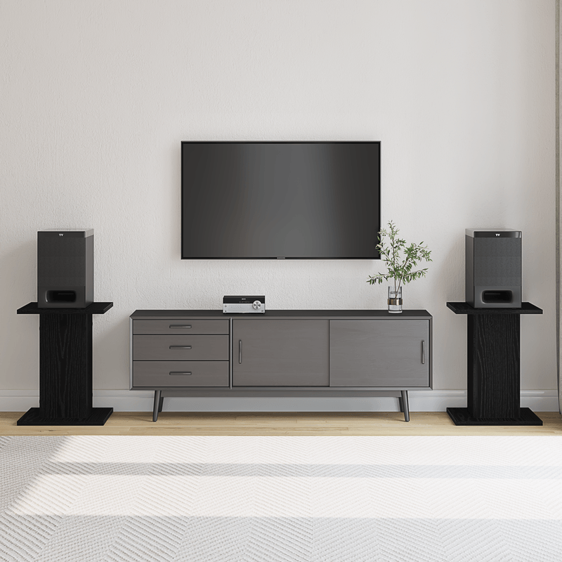 TV, Audio-Video si Foto - Audio profesionale - Stative - Suporturi pentru difuzoare 2 buc Negru Stejar 30x30x40 cm Lemn compozit - Infinity.ro