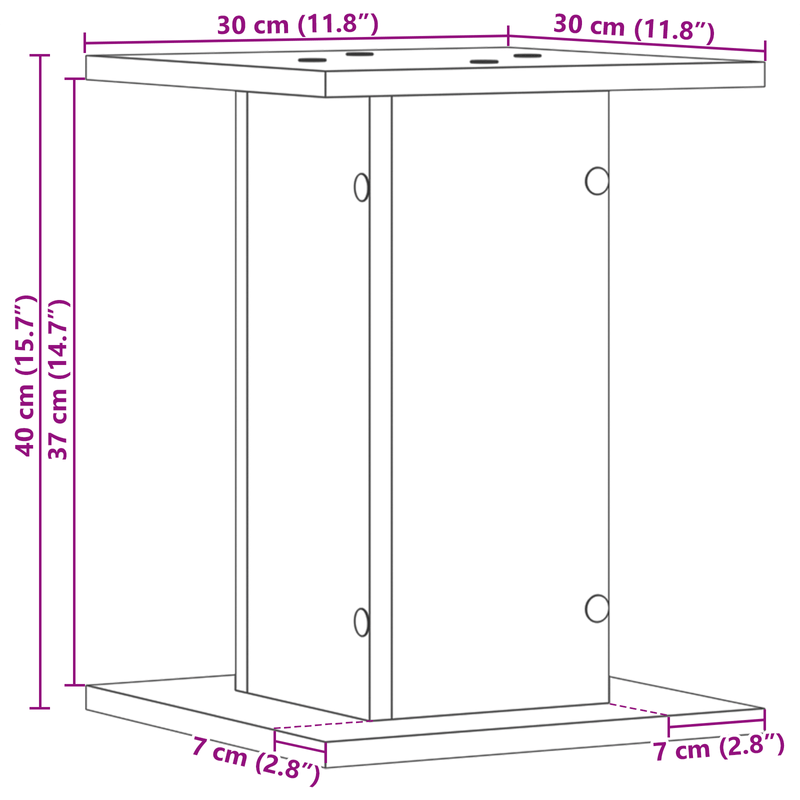 TV, Audio-Video si Foto - Audio profesionale - Stative - Suporturi pentru difuzoare 2 buc Negru Stejar 30x30x40 cm Lemn compozit - Infinity.ro