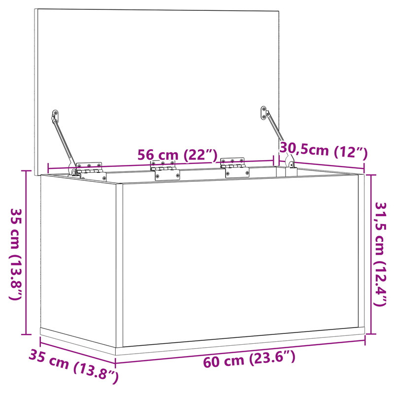 Casa si Gradina - Mobilier - Organizare si depozitare - Cufere si lazi - Cufar de depozitare din lemn vechi 60x35x35 cm din lemn de inginerie - Infinity.ro