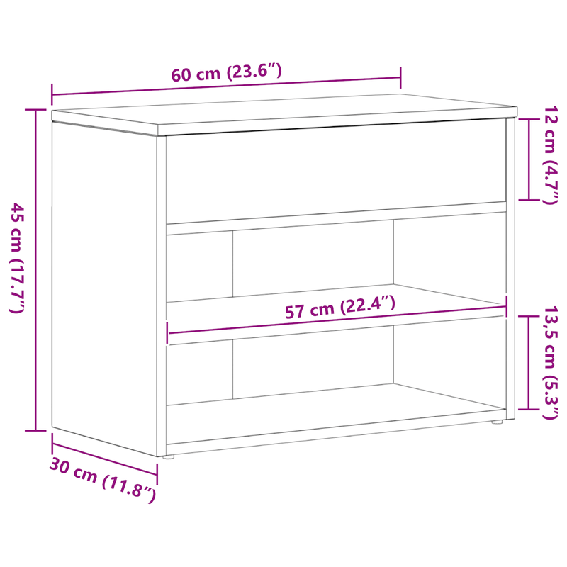Casa si Gradina - Mobilier - Organizare si depozitare - Organizator incaltaminte - Banca de hol, stejar negru, 60x30x45 cm, lemn prelucrat - Infinity.ro