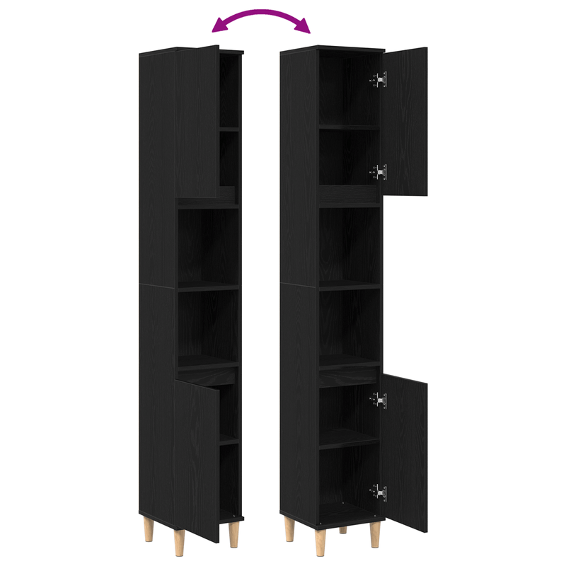 Casa si Gradina - Mobilier - Mobilier baie - Corpuri baie - Dulap de baie, stejar negru, 30x30x190 cm, lemn prelucrat - Infinity.ro