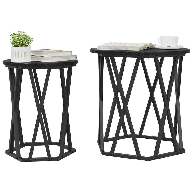 Casa si Gradina - Mobilier - Mese si birouri - Masute de cafea - Mese laterale, 2 buc, stejar negru, lemn prelucrat - Infinity.ro