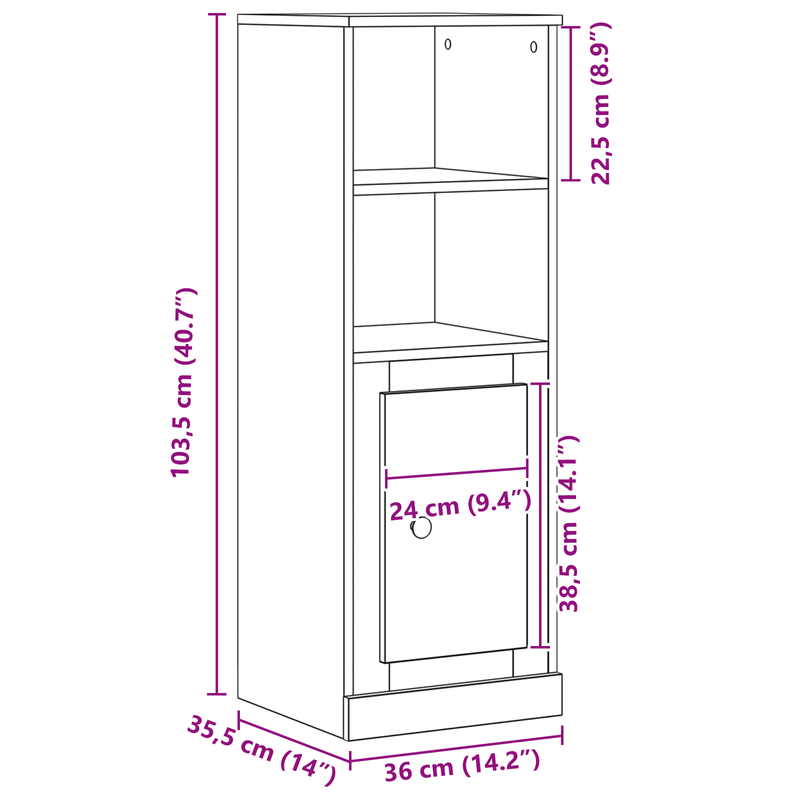 Casa si Gradina - Mobilier - Comode si corpuri - Corpuri bucatarie - Dulap inalt, stejar negru, 36x35,5x103,5 cm, lemn prelucrat - Infinity.ro