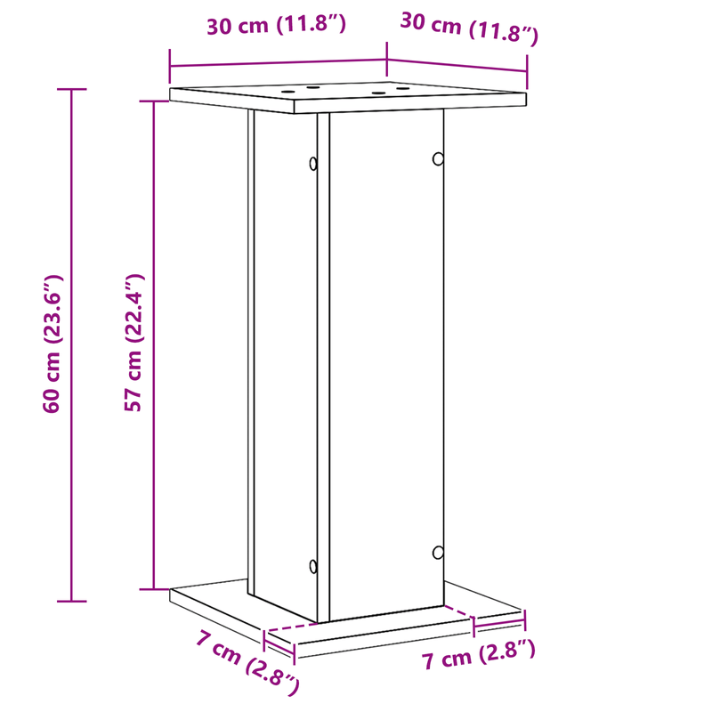 TV, Audio-Video si Foto - Audio profesionale - Stative - Suporturi pentru difuzoare  2 buc Negru Stejar 30x30x60 cm Lemn compozit - Infinity.ro